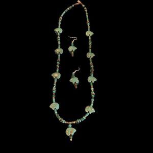 Zuni Bear Fetish Necklace Earring Set
